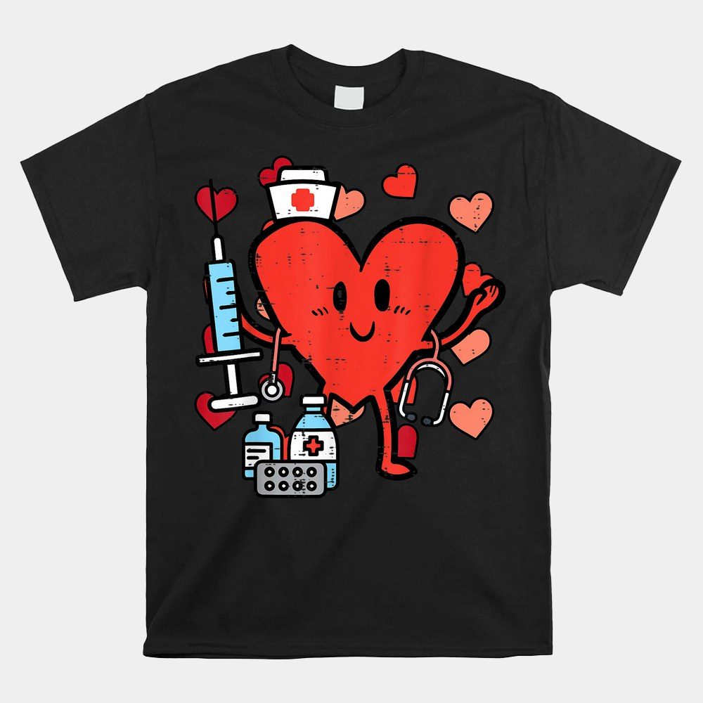 Nurse Heart Funny Nursing Scrub Top Rn Valentines Day Shirt