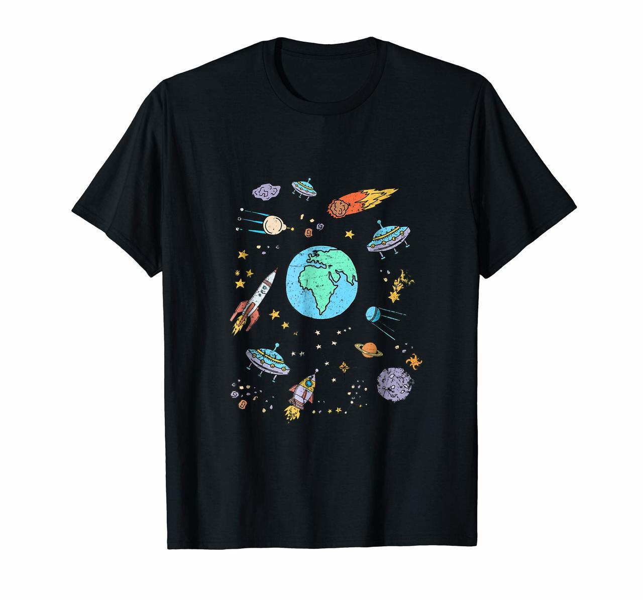 Outer Space UFO Rocket Alien Cute Geek Nerd T-shirt Hoodies
