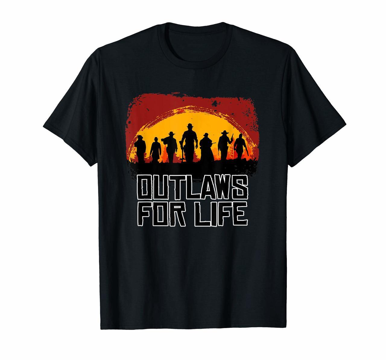 Outlaws For Life Tshirt Red Sunset Cowboys Redemptions RDR2 Hoodies