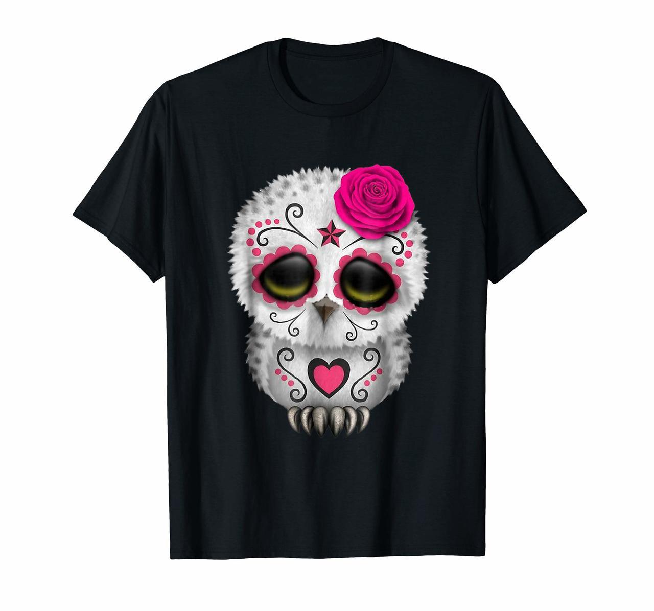 Owl Sugar Skull Trick Or Treat Pumpkin Halloween Boo T-Shirt Hoodies