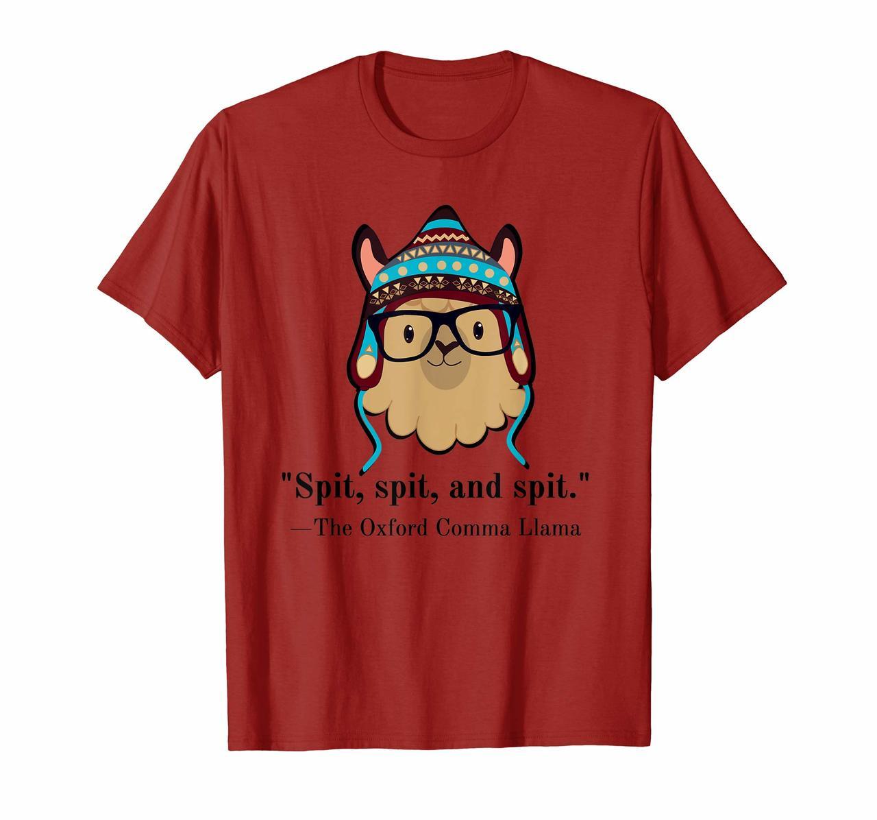 Oxford comma llama grammar nerd tee shirt black text Hoodies