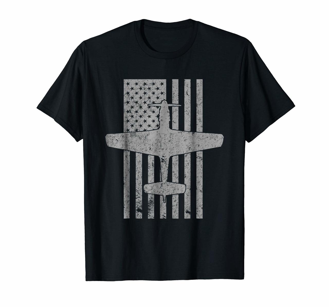 P-51 Mustang WWII Fighter Airplane Vintage Flag T-Shirt Hoodies