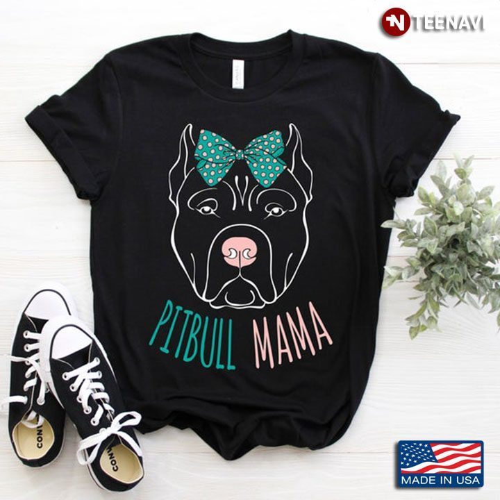 Pitbull Mama Pitbull With Headband Dog Lover For Mother's DayShirt