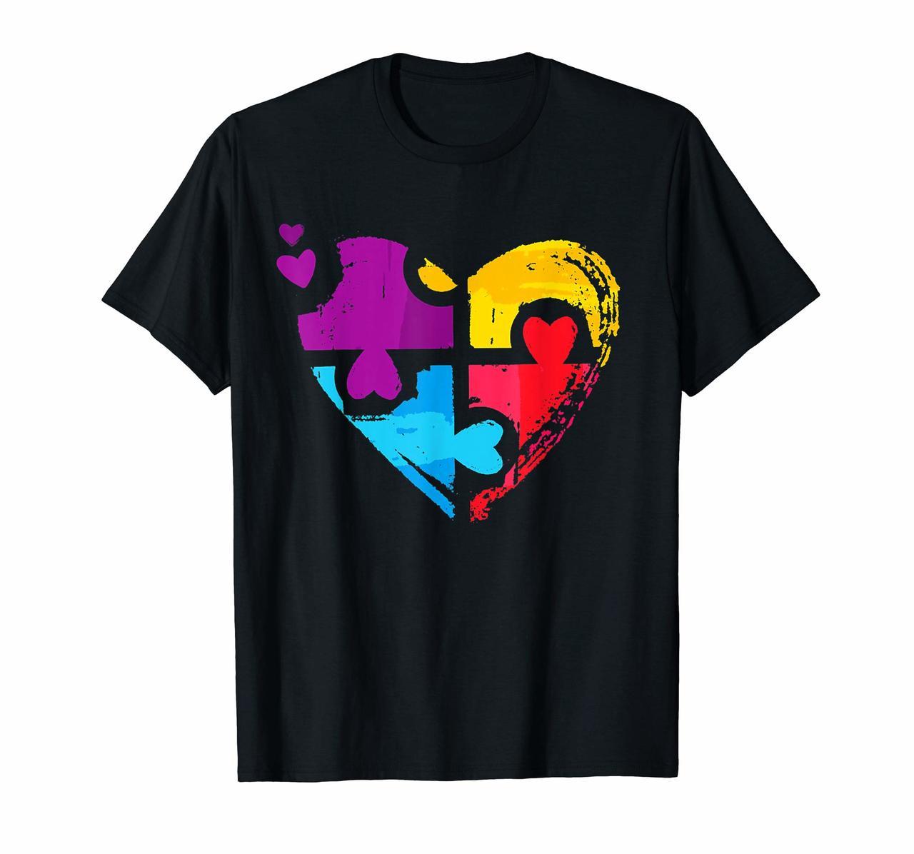 Puzzles piece of heart Love Autism Awareness t-shirt gift Hoodies