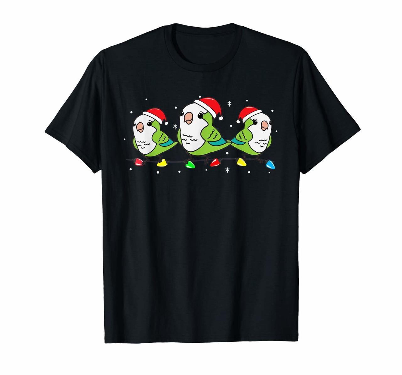 Quaker Parrot Bird Christmas Lights Funny Pet Xmas Gift T-Shirt Hoodies