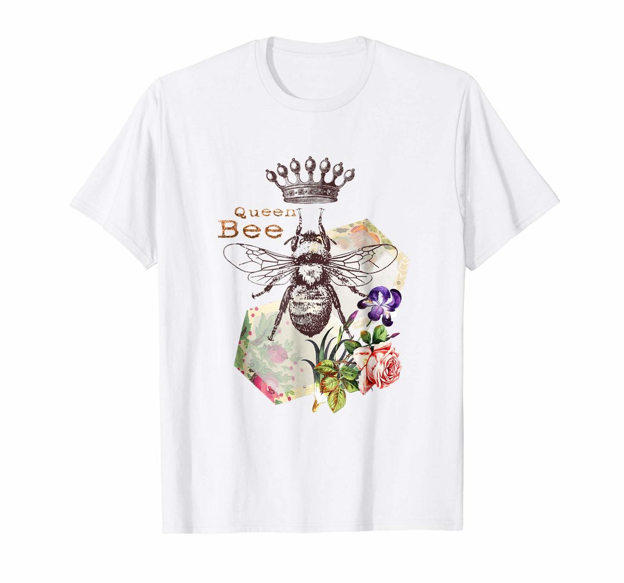 Queen Bee Women Vintage Retro Floral Nostalgic Art T-Shirt Hoodies