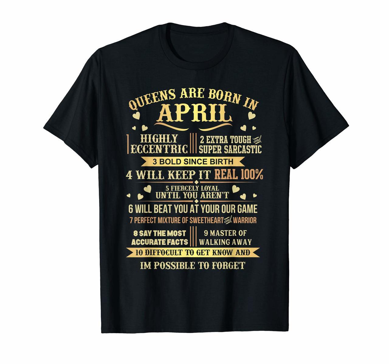 Queens Are Born In April T-Shirt Women Girls Birthday Gifts Hoodies