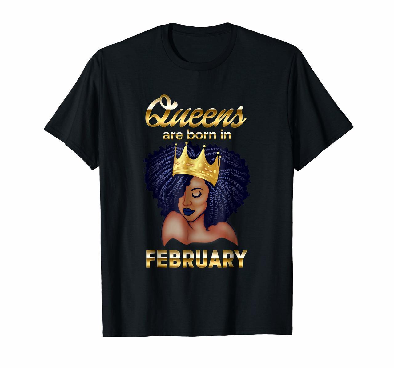 Queens Are Born In February Birthday T-Shirt for Black Women Hoodies