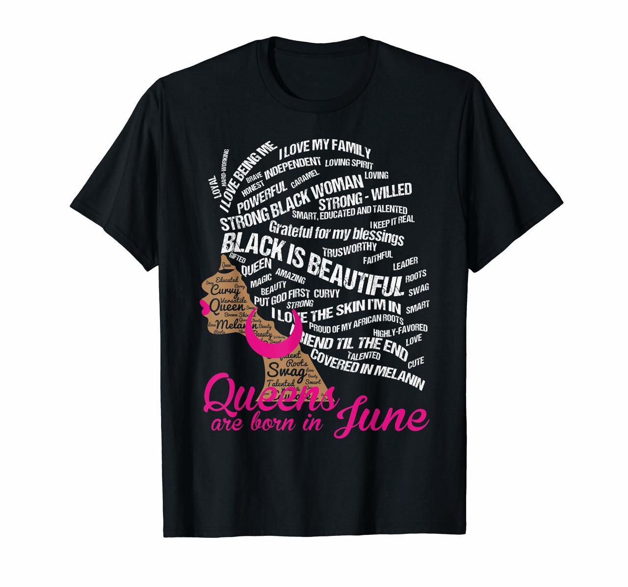 Queens Are Born in June - Afro Word Art Natural Hair Tee Hoodies