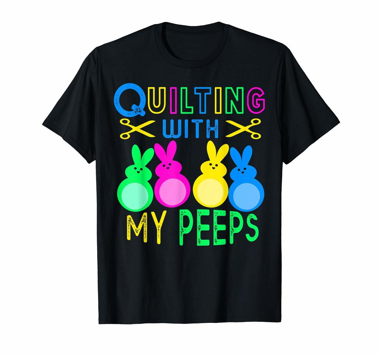 Quilting With My Peeps TShirt Funny Knitting novelty women Hoodies