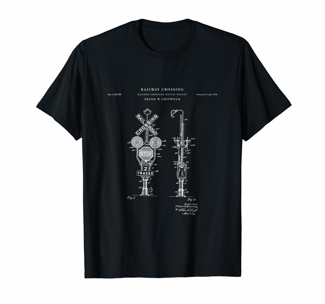 Railroad Crossing Signal Patent T Shirt  Model train lovers Hoodies