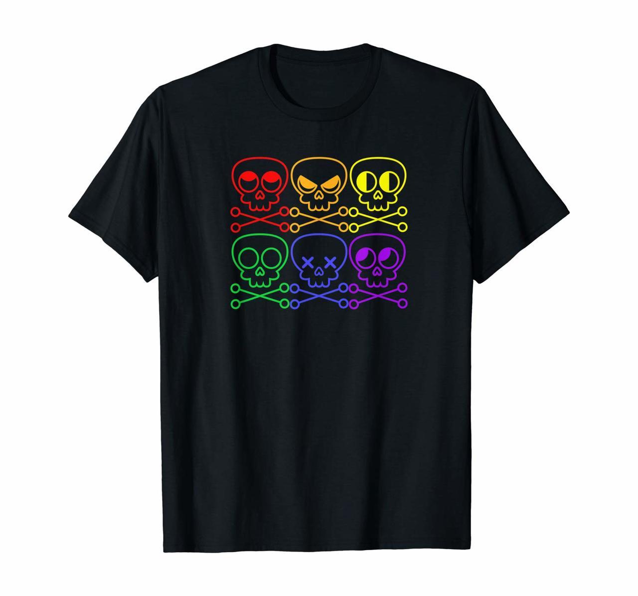 Rainbow Gay Pride Skull and Crossbones Pirate Jolly Roger T-Shirt Hoodies