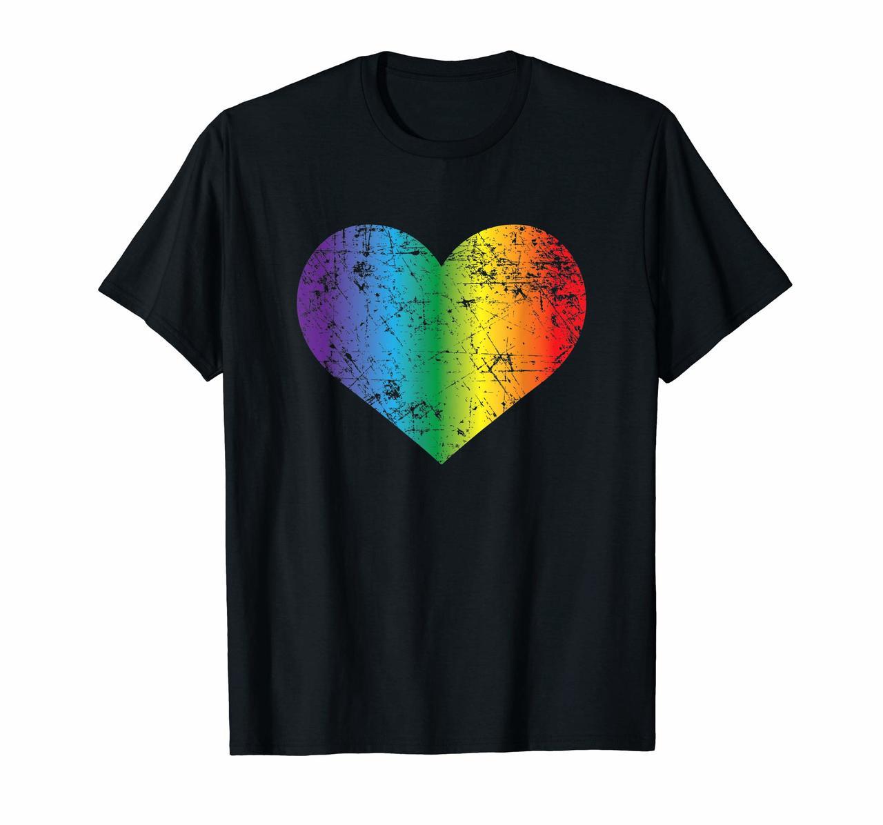 Rainbow Heart Shirt Funny Cute LGBTQ Pride Month Gift Hoodies