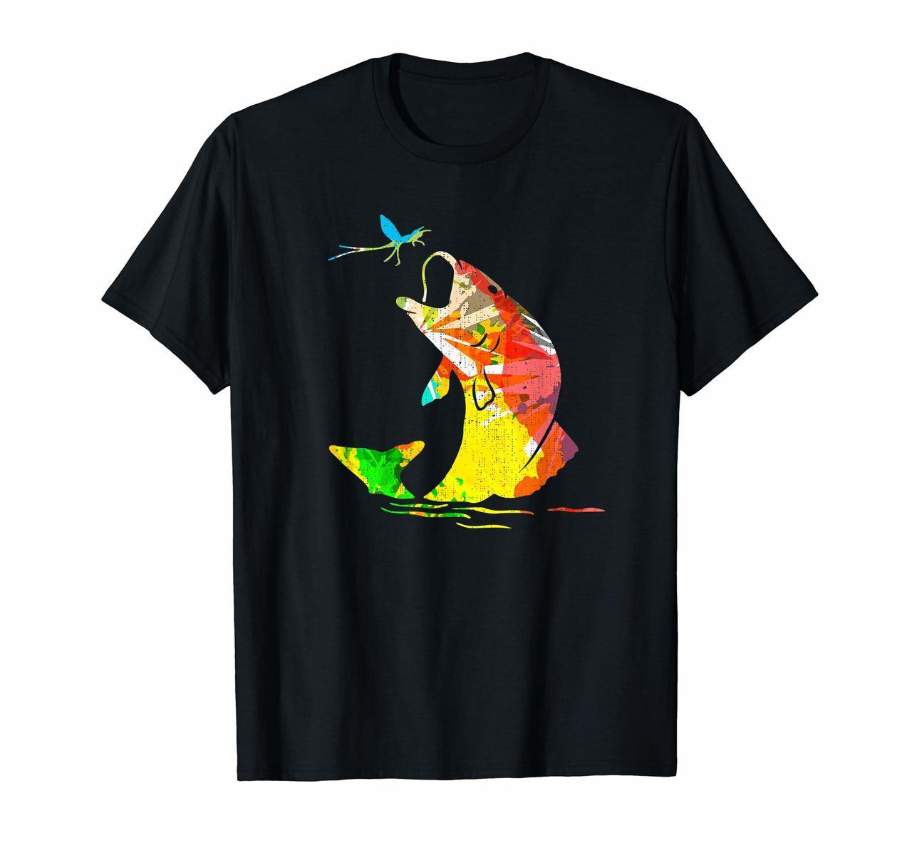 Rainbow Jumping fish Fly Fishing Bass Trout T Shirt Hoodies