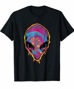 Rainbow Tie Dye Alien Head Trippy Rave T-Shirt Alien Tee Hoodies