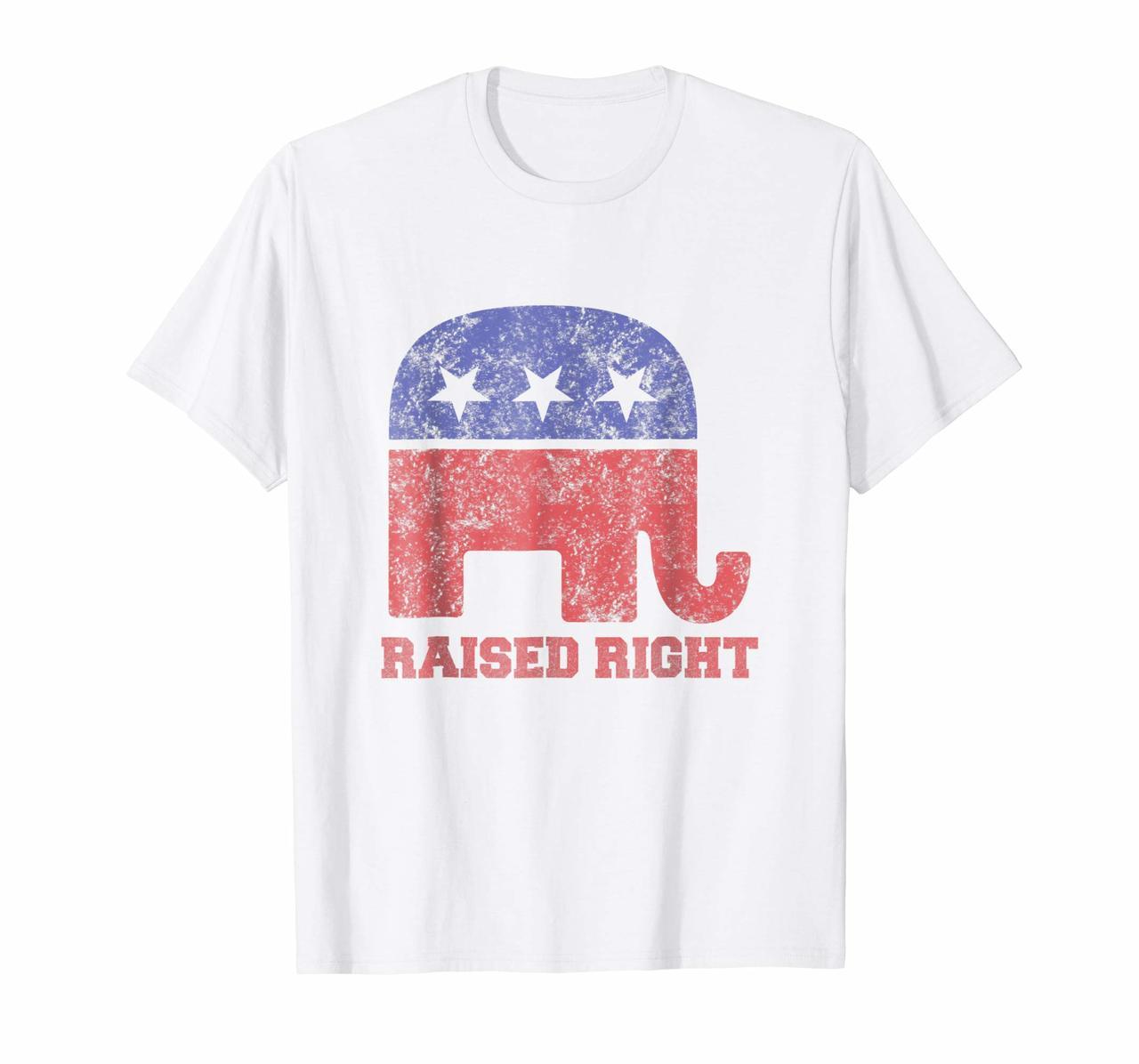 Raised Right Republican Elephant Vintage Logo T-Shirt Hoodies