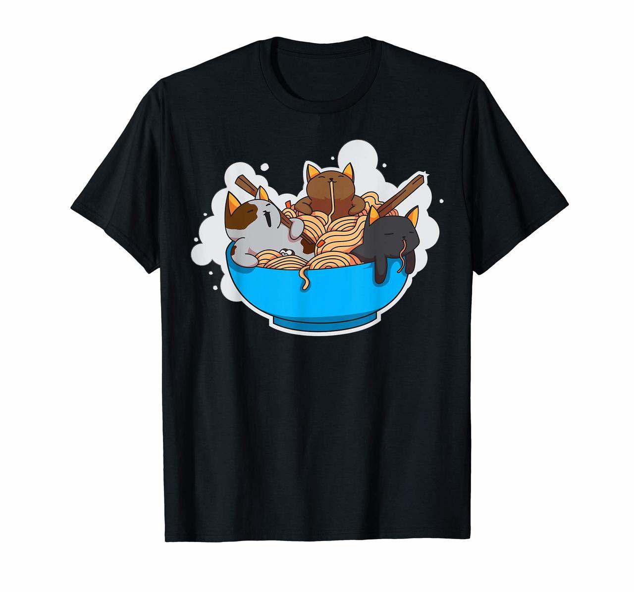 Ramen T-Shirt Kawaii Tshirt Funny Cats Tee Cute Gift Hoodies