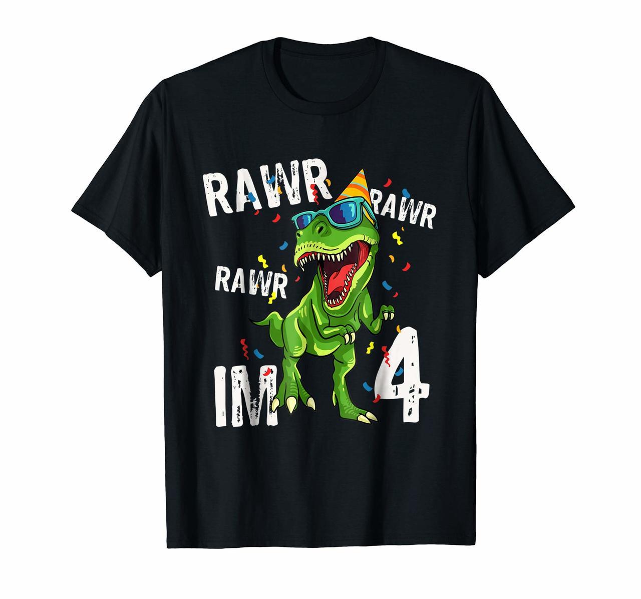 Rawr Im 4 Birthday Dinosaur T-Shirt Funny 4th Bday Boy Gift Hoodies