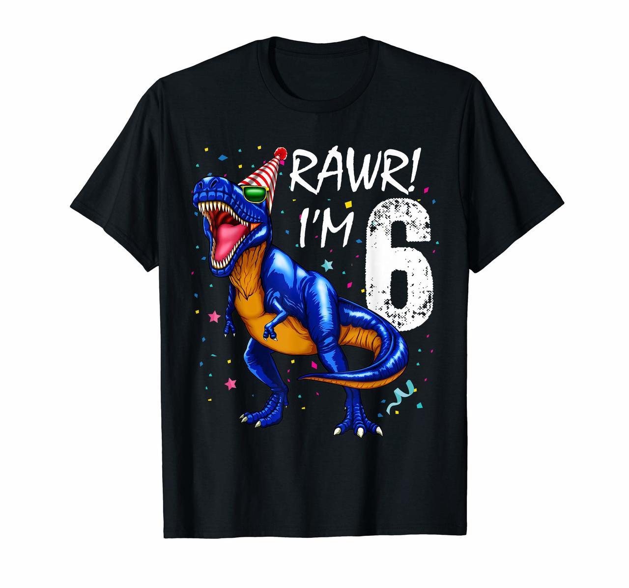 Rawr Im 6 6th Birthday Dinosaur Shirts Boys Dinosaur Gift Hoodies