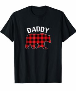 Red Plaid Daddy Bear Buffalo Matching Family Pajama Shirt Hoodies