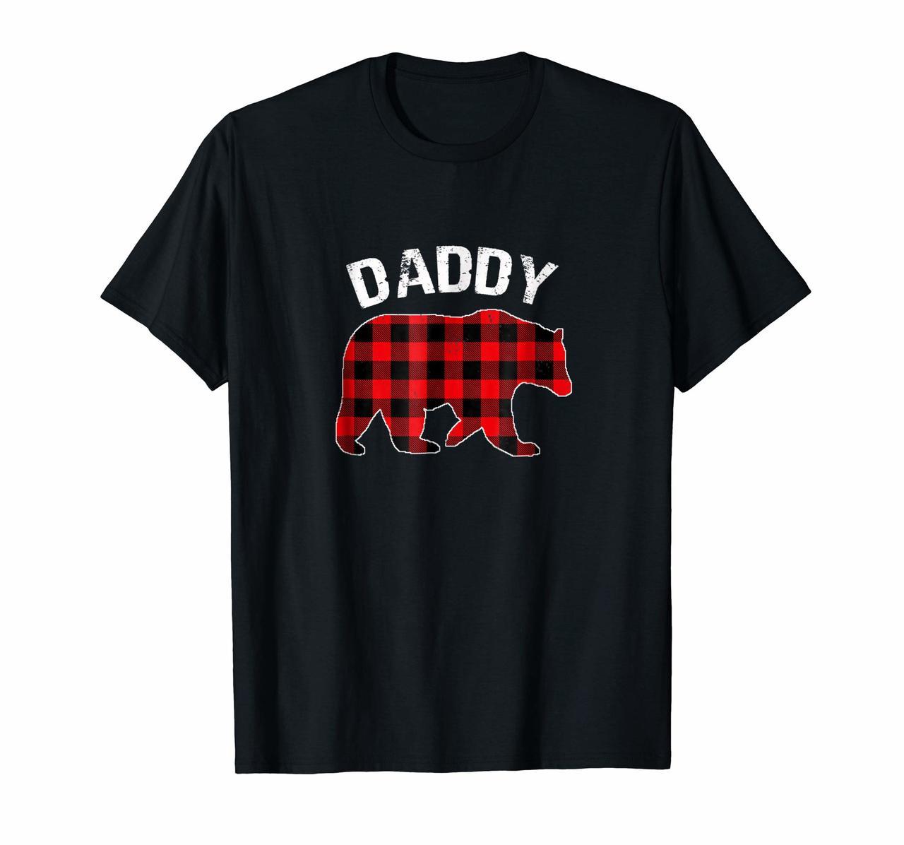 Red Plaid Daddy Bear Buffalo Matching Family Pajama Shirt Hoodies