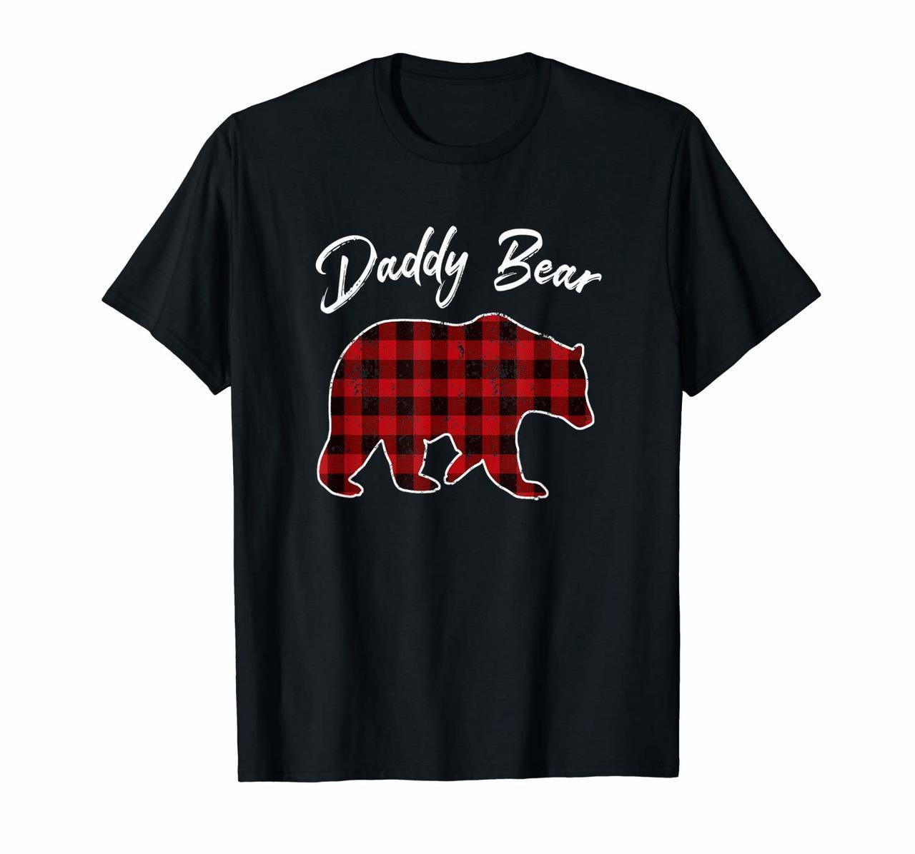 Red Plaid Daddy Bear Buffalo Matching Family Pajama T-Shirt Hoodies