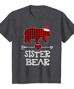 Red Plaid Sister Bear Buffalo Matching Family Pajama T-Shirt Hoodies