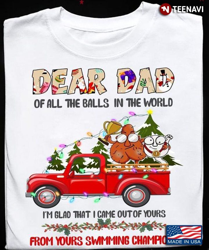 Red Truck Christmas Trees Shirt, Dear Dad Of All The Balls In The WorldShirt