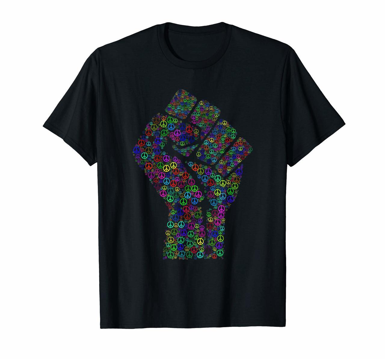 Resist Fist T-Shirt Peace Sign Rainbows Activism Rise Up Hoodies