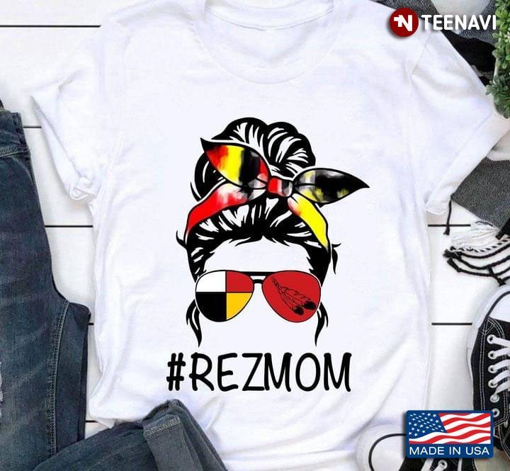 Rez Mom Native American Messy Bun Girl With Headband And GlassesShirt