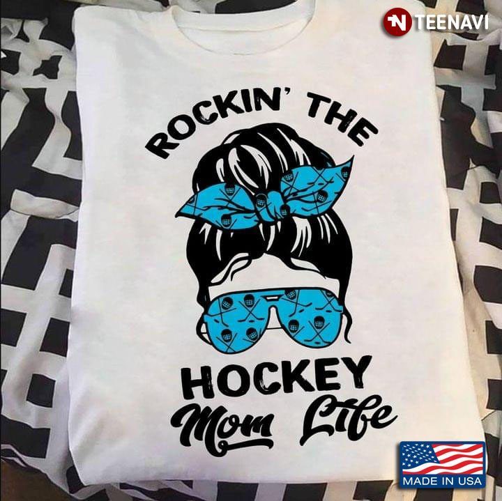 Rockin' The Hockey Mom Life Teal Sunglasses and Headband for Hockey MomShirt