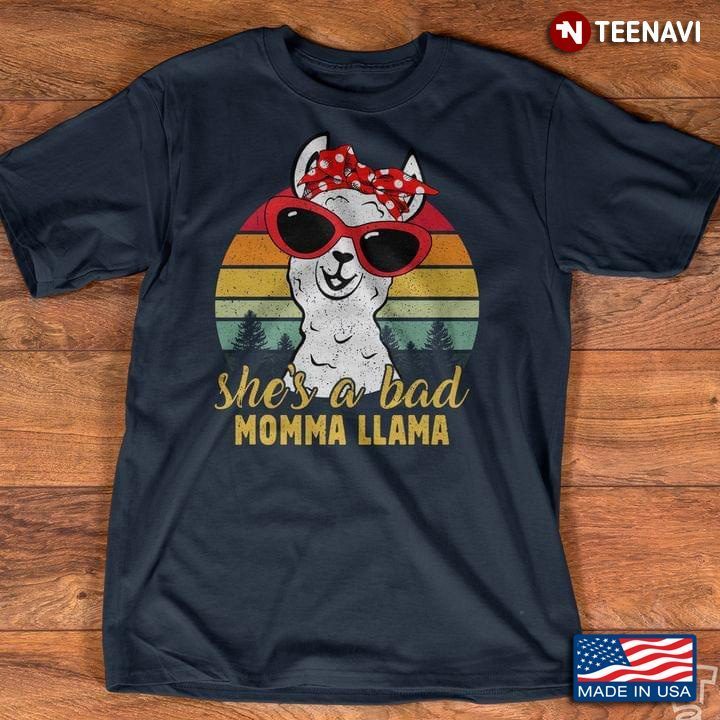 She's A Bad Momma Llama Llama With Glasses And Bandana VintageShirt