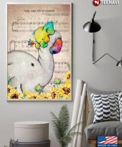 Sheet Music LGBT Elephant Parent & Baby With Sunflowers You Are My SunshineShirt