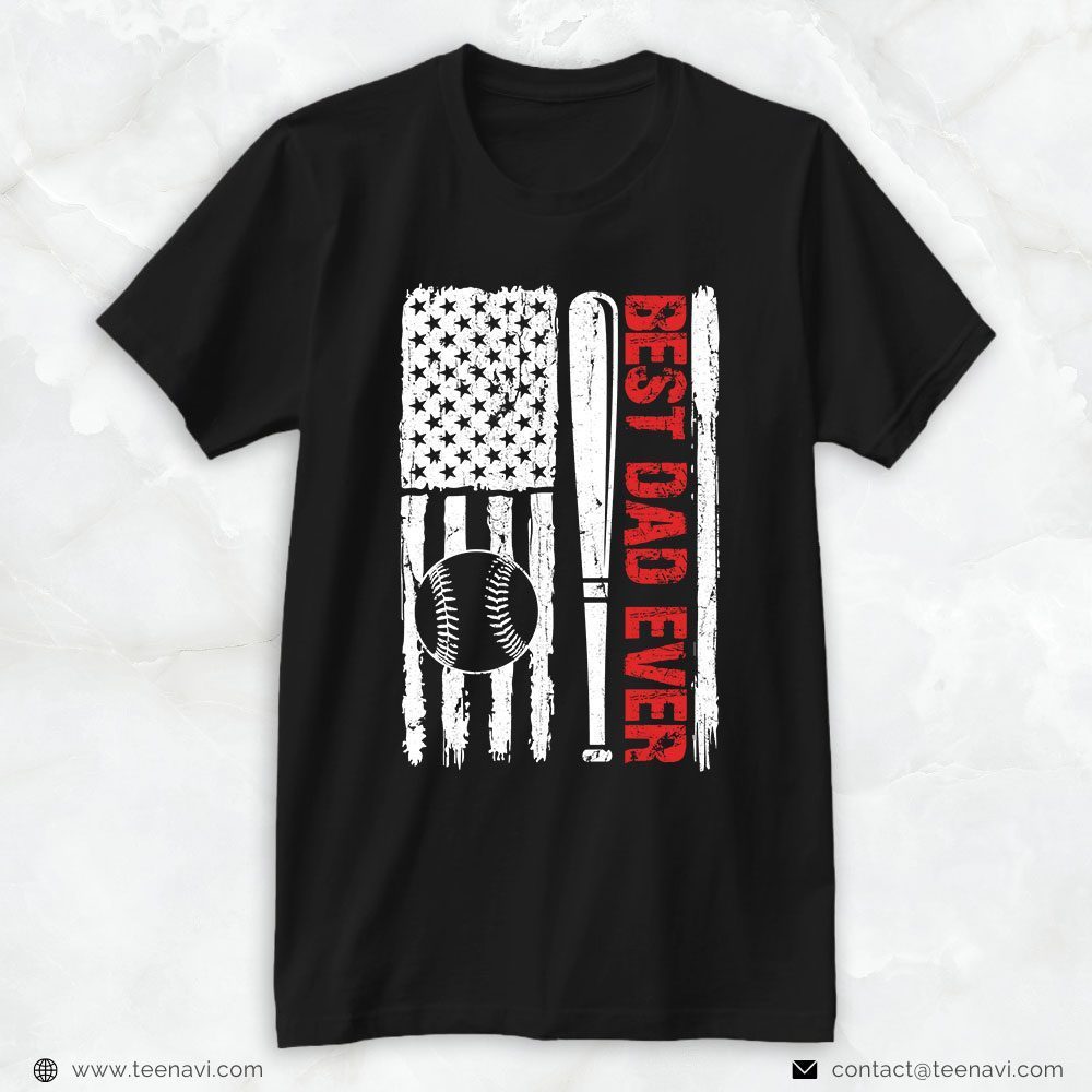 Softball Dad Shirt, Best Dad Ever Softball American FlagShirt