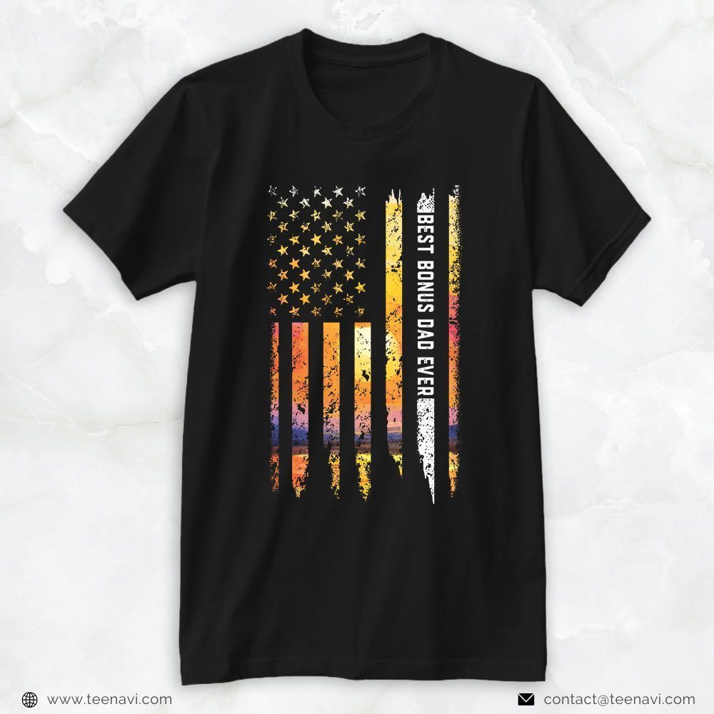 Step Dad Shirt, Best Bonus Dad Ever American FlagShirt