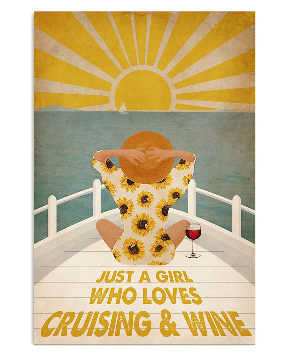 Summer Beach Ocean Girl Loves Cruising And Wine Sand Sea Ocean Lover Poster