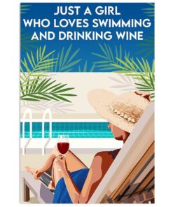 Summer Beach Ocean Girl Loves Swimming And Wine Sand Sea Ocean Lover Poster