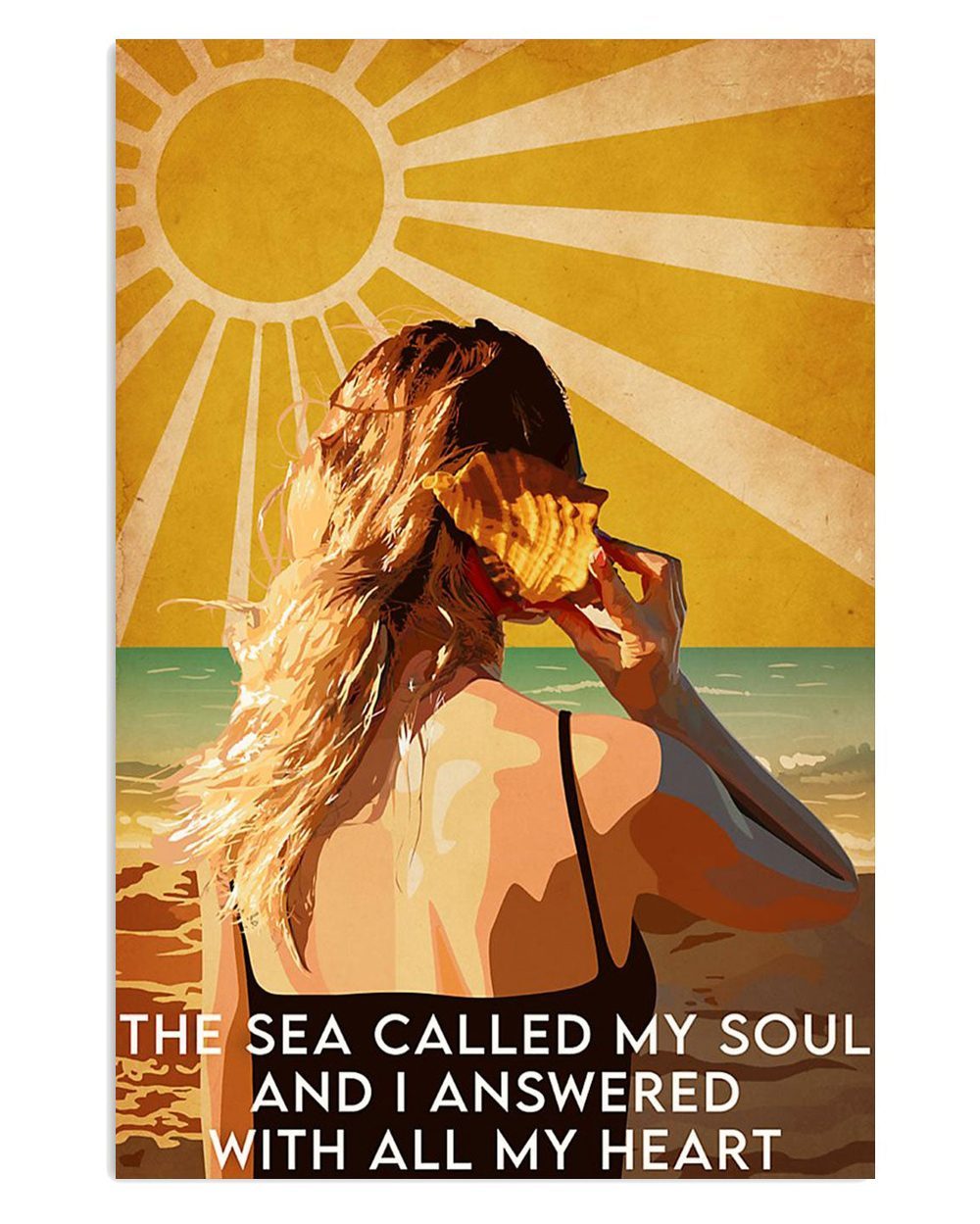 Summer Beach Ocean Girl The Sea Called My Soul Sand Sea Ocean Lover Poster