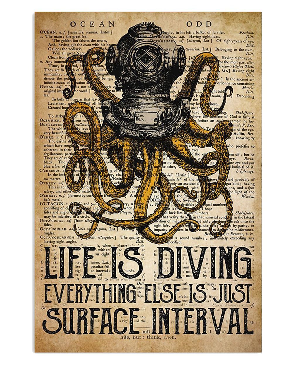 Summer Beach Ocean Life Is Diving Sand Sea Ocean Lover Poster