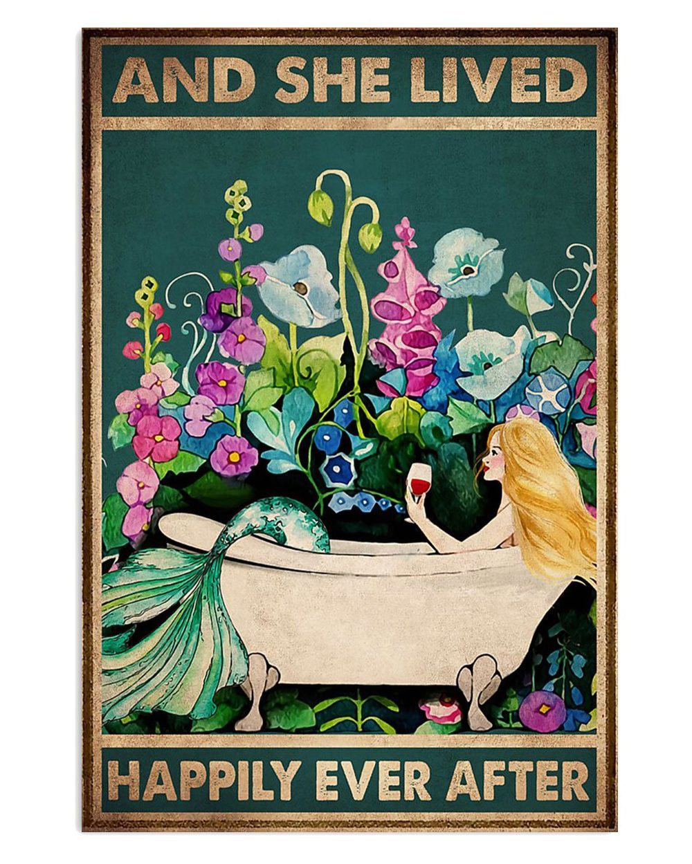 Summer Ocean Mermaid And She Lived Happily Gift For Sand Beach Sea Lover Poster