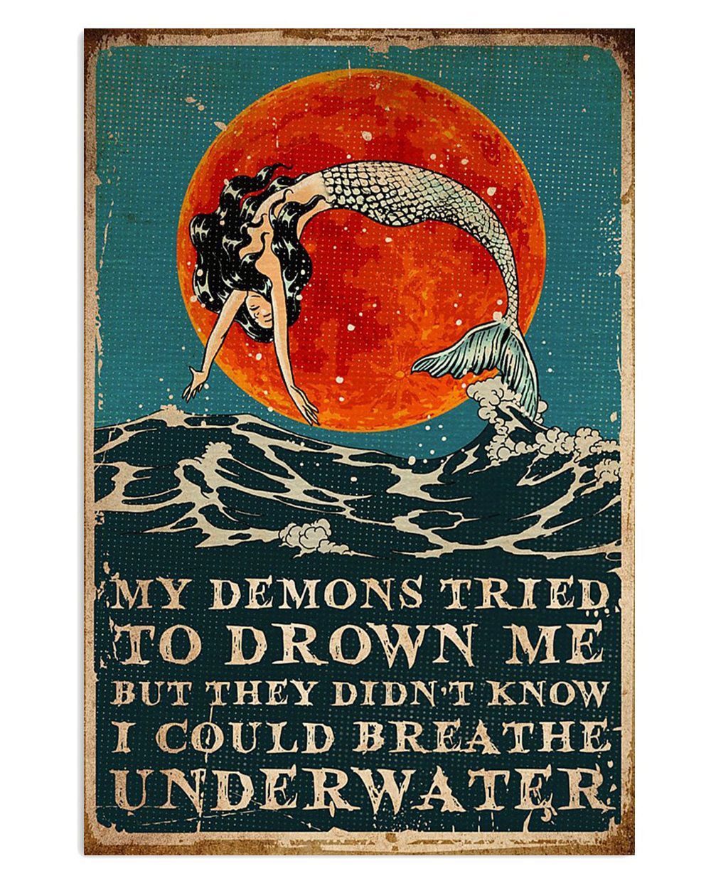 Summer Ocean Mermaid Breathe Underwater Gift For Sand Beach Sea Lover Poster