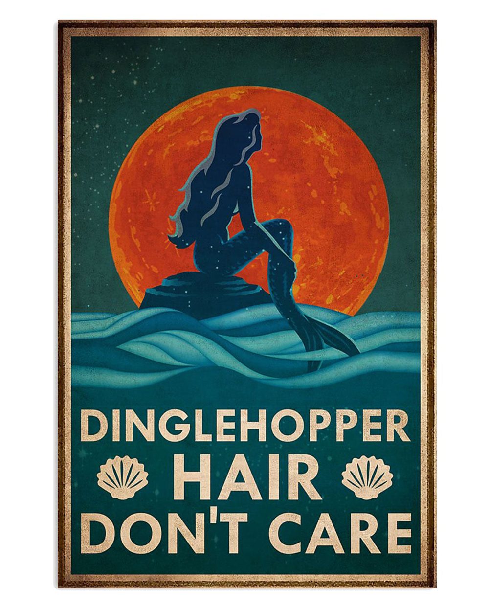 Summer Ocean Mermaid Dinglehopper Hair Gift For Sand Beach Sea Lover Poster