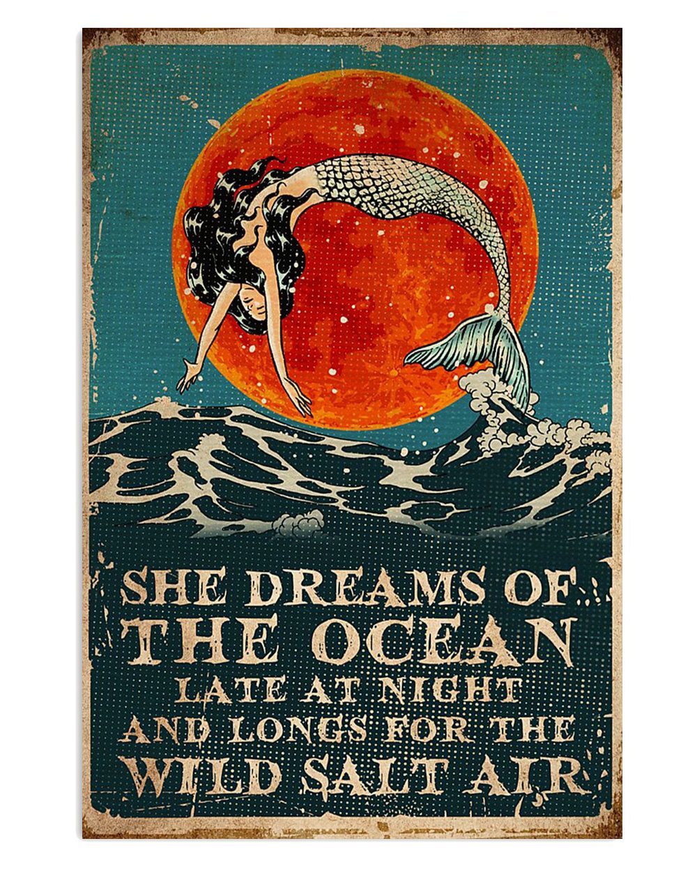 Summer Ocean Mermaid She Dreams Of The Ocean Gift For Sand Beach Sea Lover Poster
