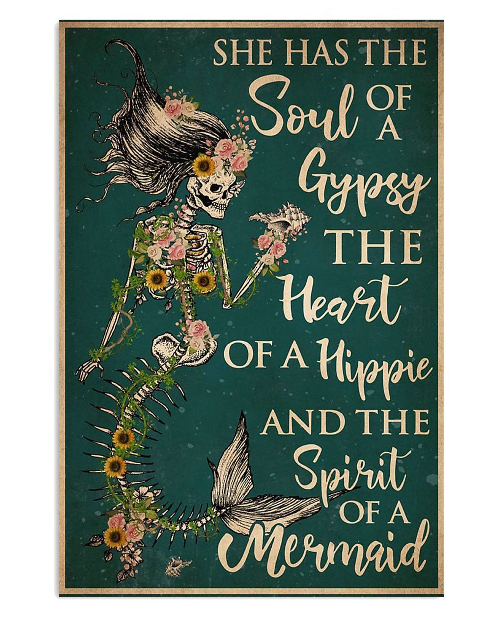 Summer Ocean Mermaid Skeleton Soul Of Gypsy Gift For Sand Beach Sea Lover Poster