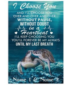 Summer Ocean Personalized Name Turtle Couple Gift For Sand Beach Sea Lover Poster
