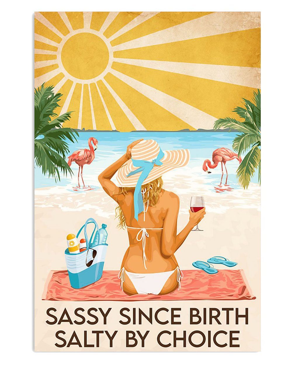 Summer Ocean Sassy Since Birth Girl And Flamingo Gift For Sand Beach Sea Lover Poster