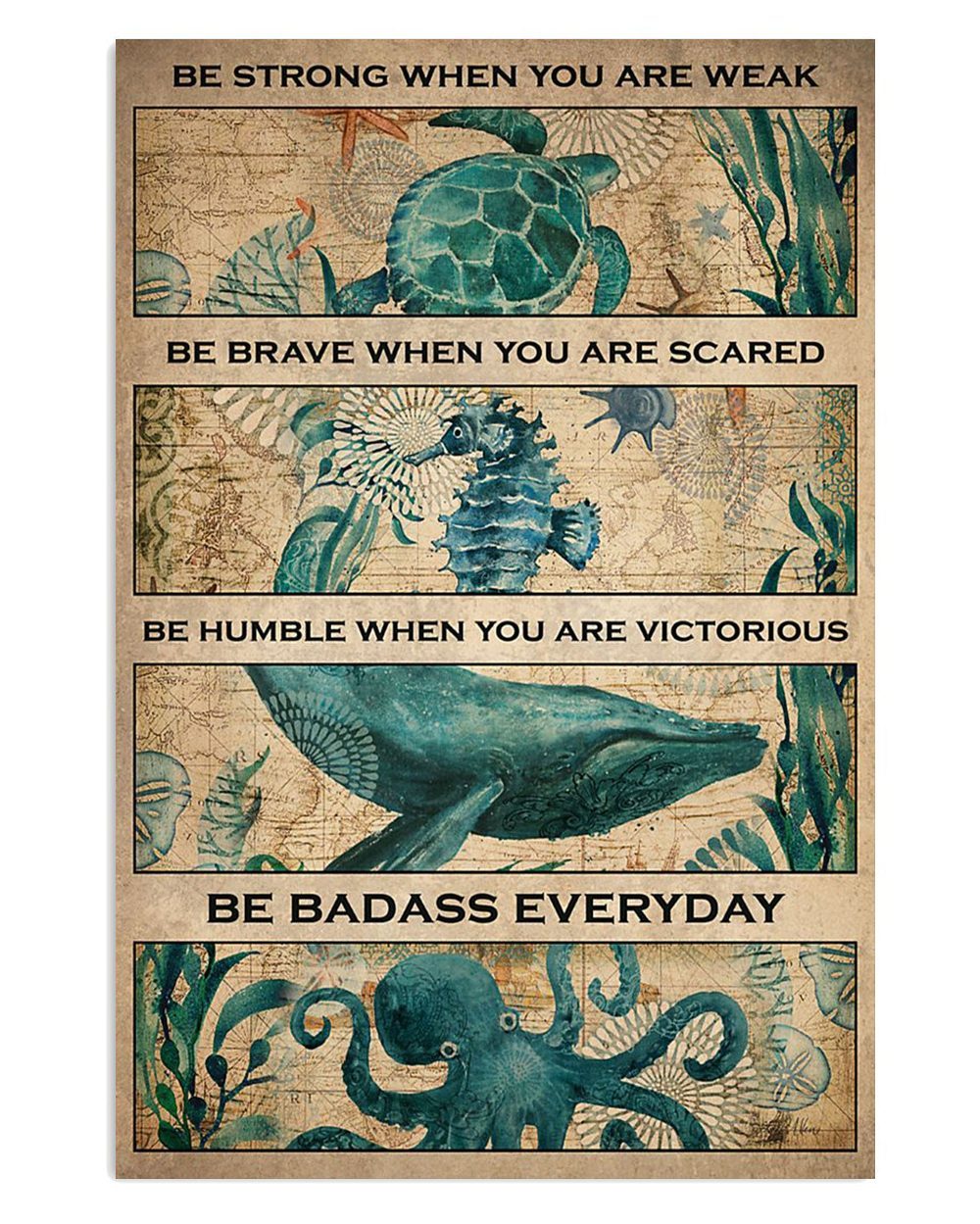 Summer Ocean Sea Creatures Gift For Sand Beach Sea Lover Poster