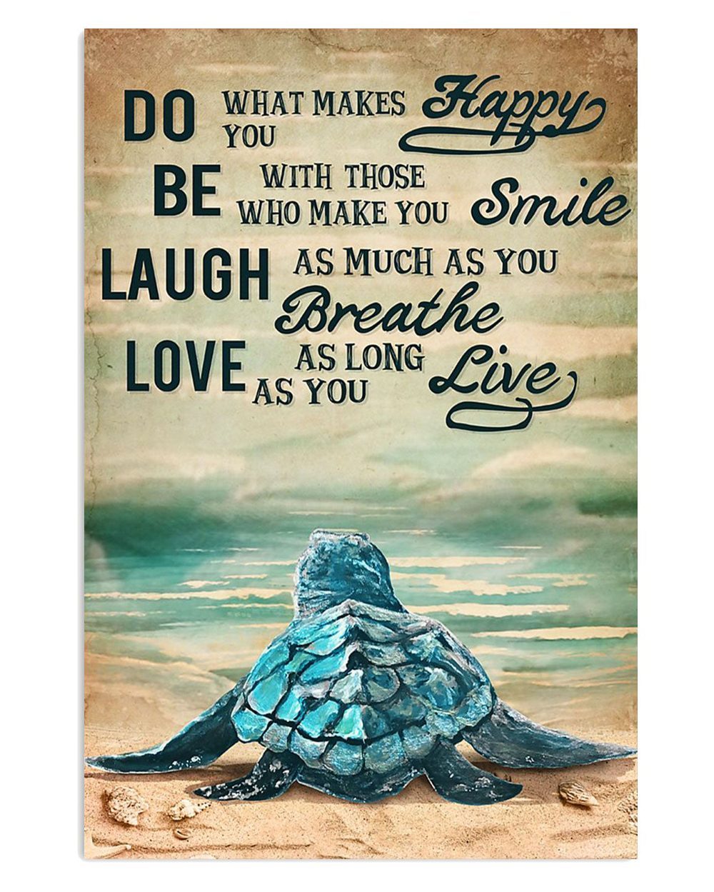 Summer Ocean Turtle Beach Gift For Sand Beach Sea Lover Poster