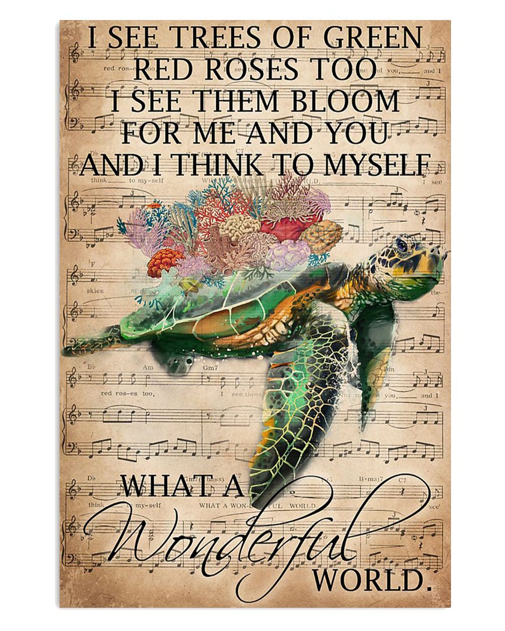 Summer Ocean Turtle Wonderful World Gift For Sand Beach Sea Lover Poster