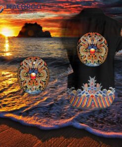 Symmetrical Chinoiserie Dragon Black Hawaiian Shirt